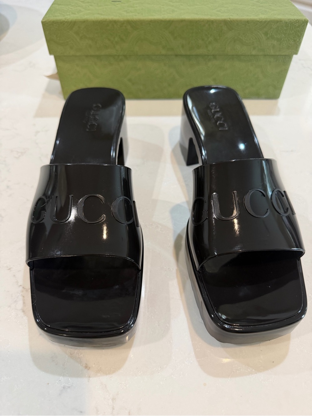 Gucci Black  Jelly Slide Sandals - Picture 2 of 5